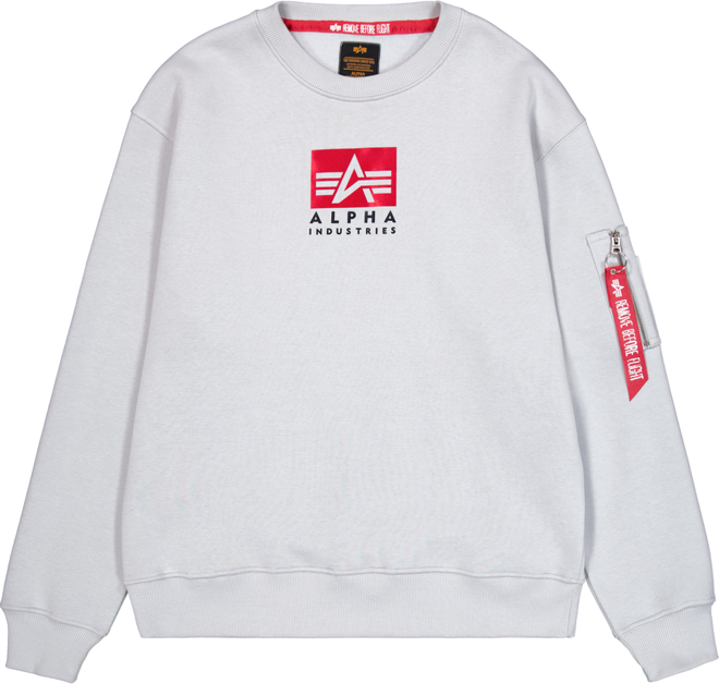 Alpha Industries Svetr Satin Logo Sweater pastel grey XXL