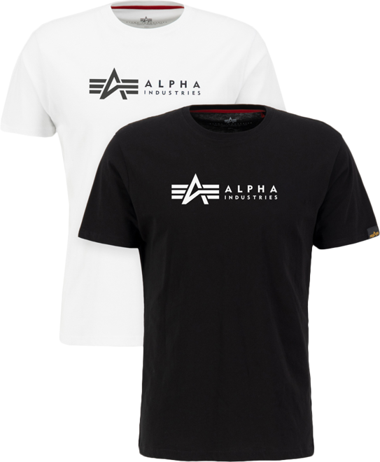 Alpha Industries Tričko Label T 2 Pack [sada 2 ks] černé | bílé XXL