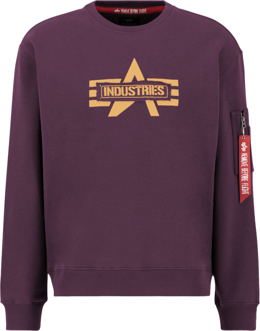 Alpha Industries Svetr Logo Edge Crew Neck švestkový XL